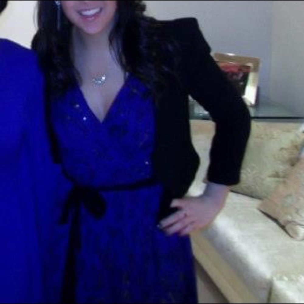 Blue Sparkly Wrap Dress